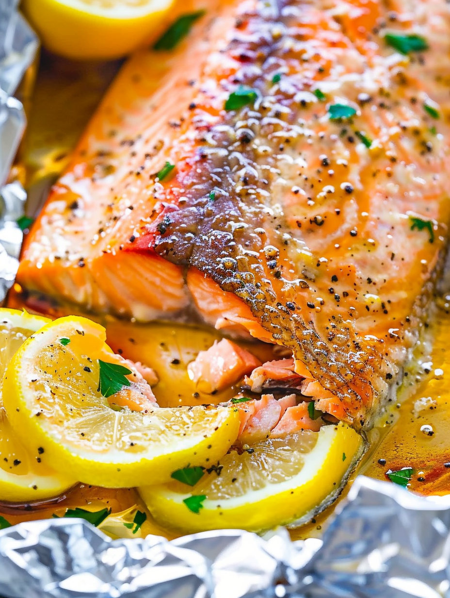 Lemon garlic butter salmon on sheet pan