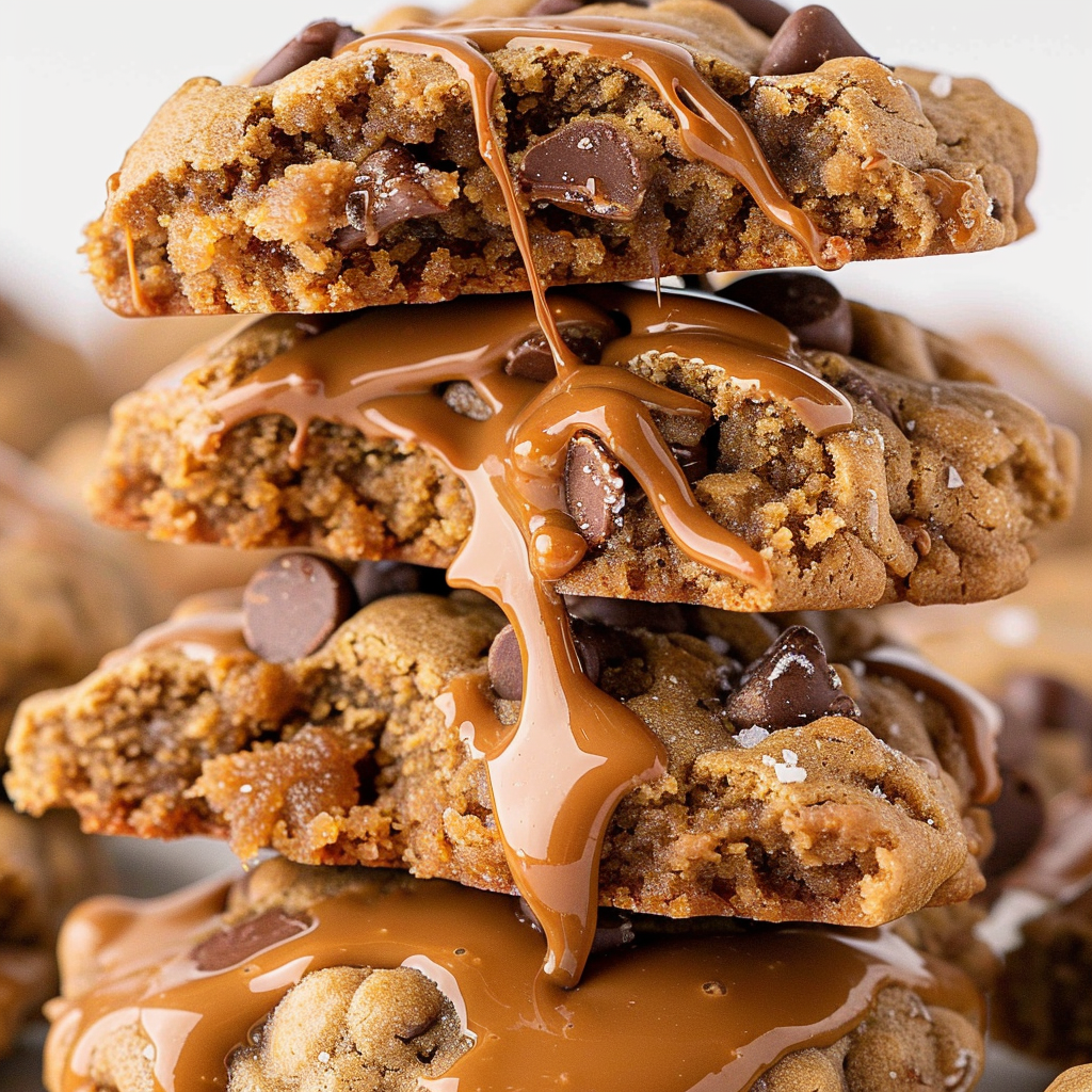 Close-up of a Chocolate Chip Biscoff Cookie showing cookie butter swirls