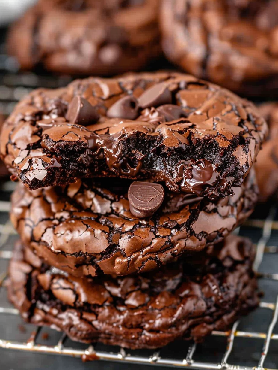 Flourless chocolate cookies cooling on a parchment-lined sheet
