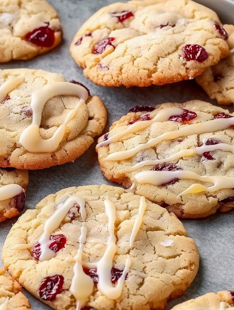 Close up of glazed cranberry orange cookie