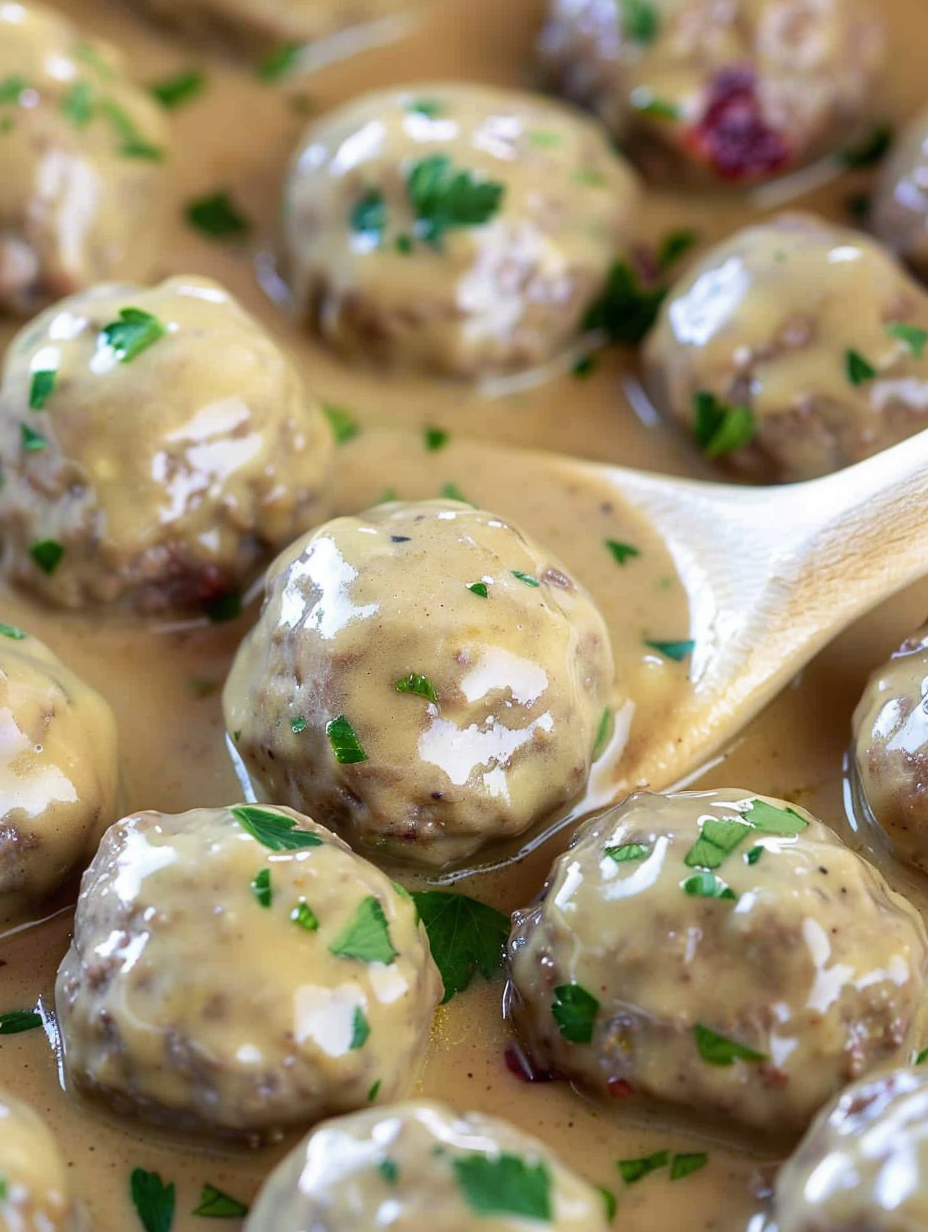Baked Swedish meatballs on parchment