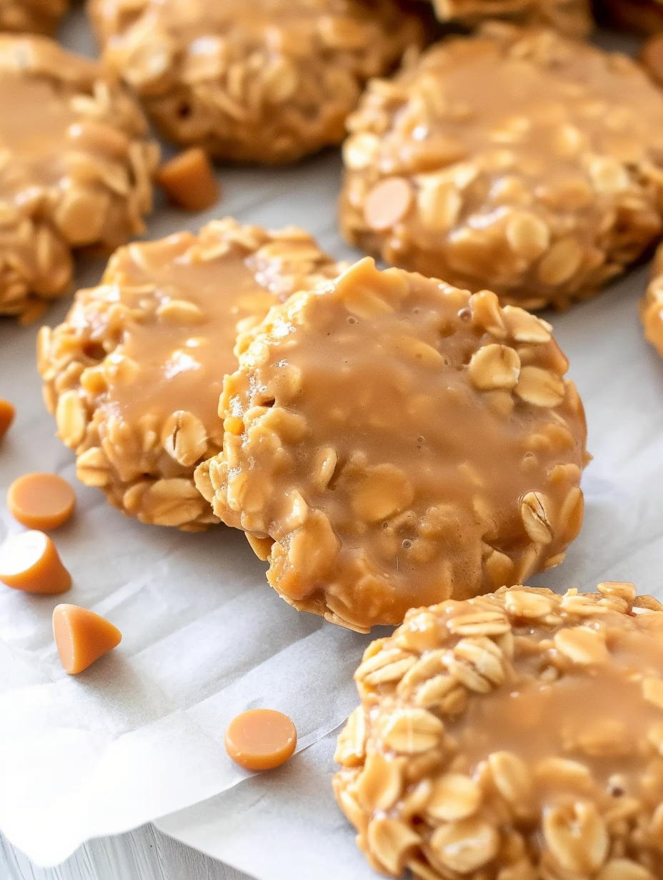 No Bake Butterscotch Cookies on parchment
