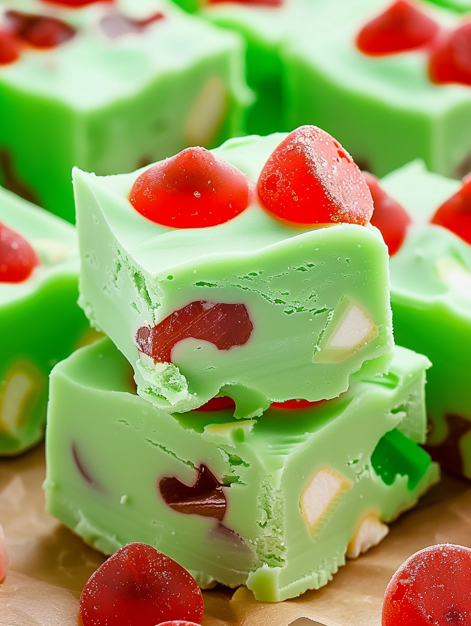Grinch Fudge pan with green squares