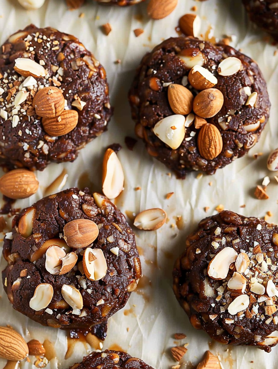 Close up of a gooey chocolate hazelnut cookie