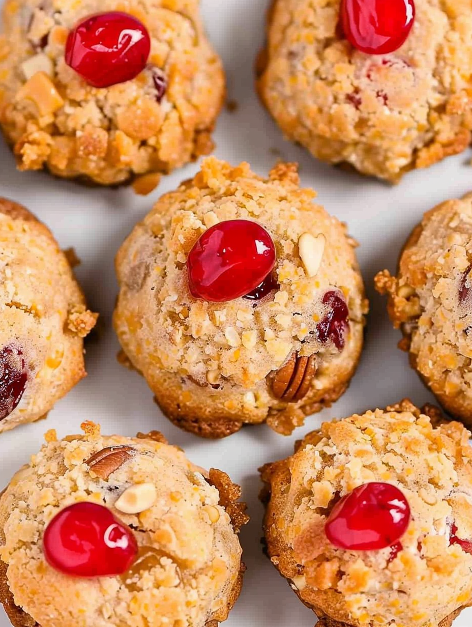 Cherry wink cookies on a cooling rack