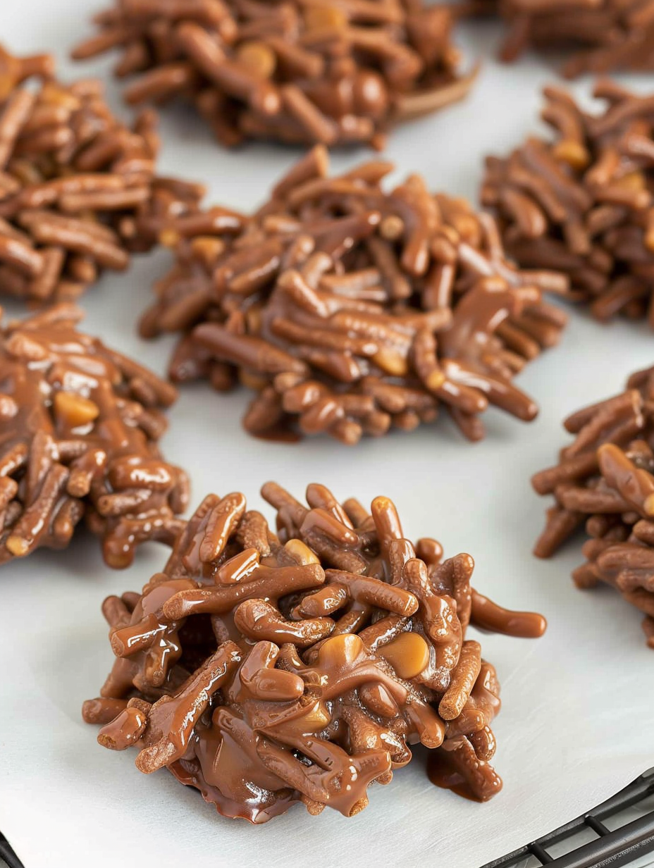 Haystack cookies on parchment