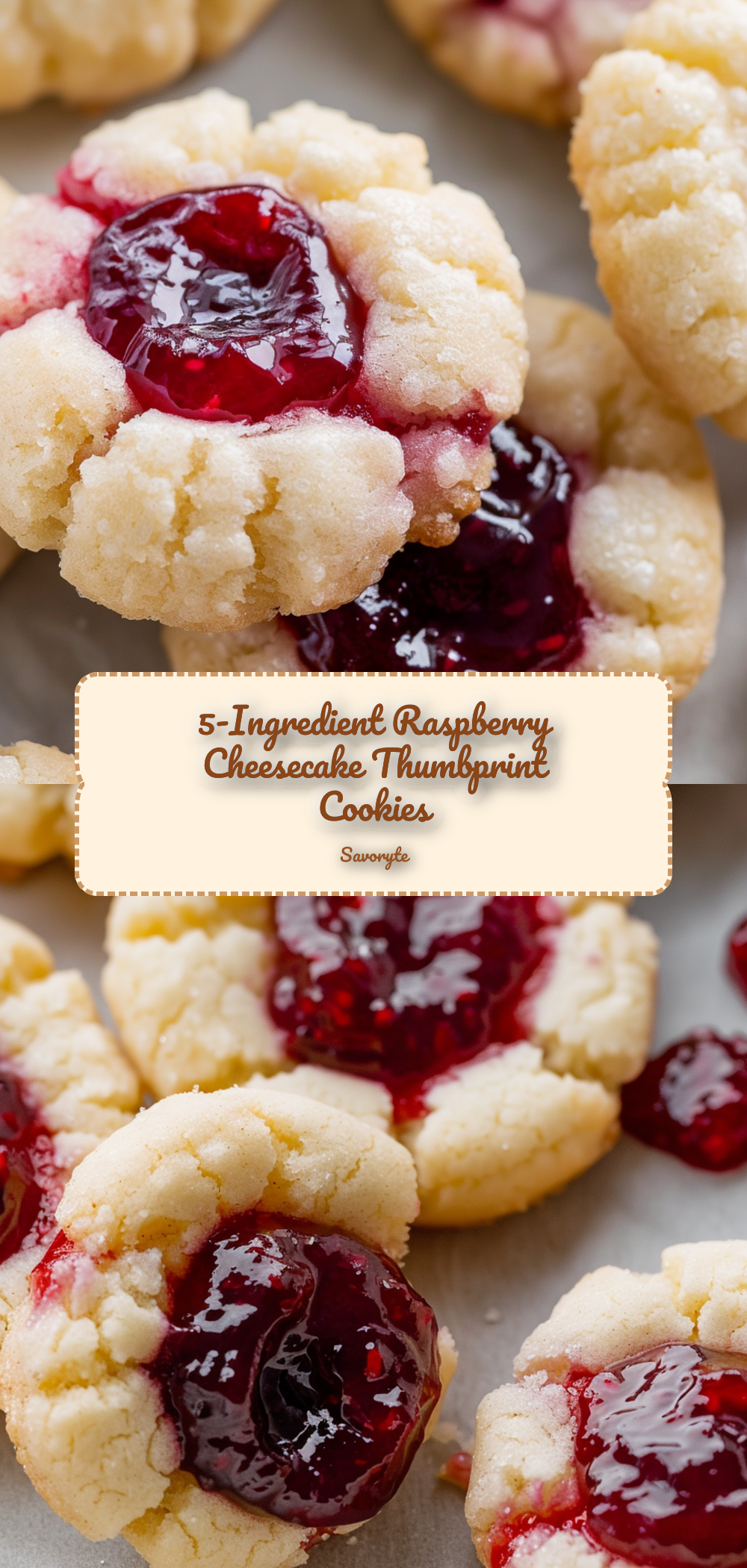 5-Ingredient Raspberry Cheesecake Thumbprint Cookies
