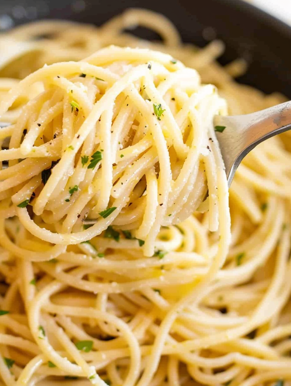Butter and garlic sizzling in a skillet