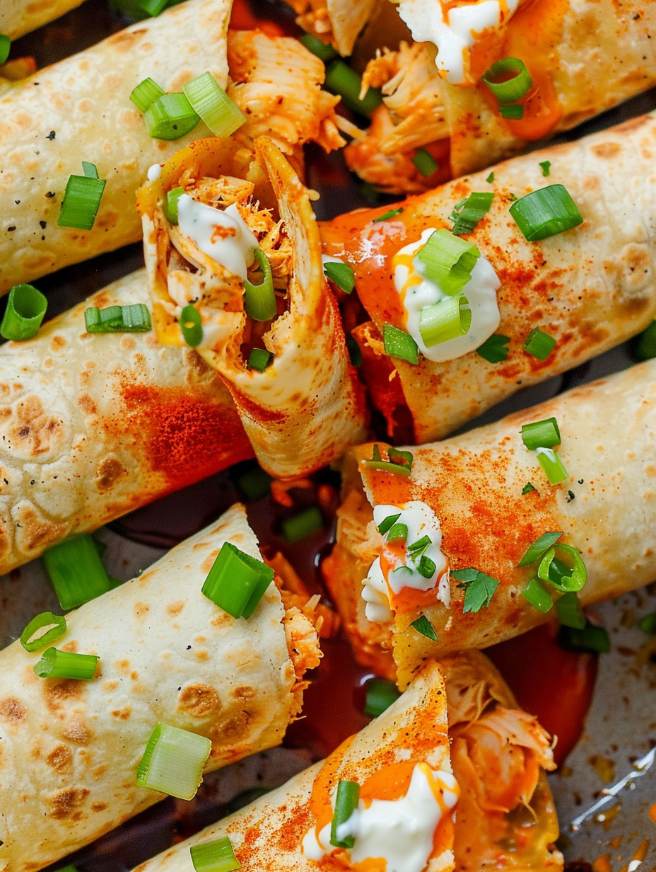 plated buffalo chicken taquitos