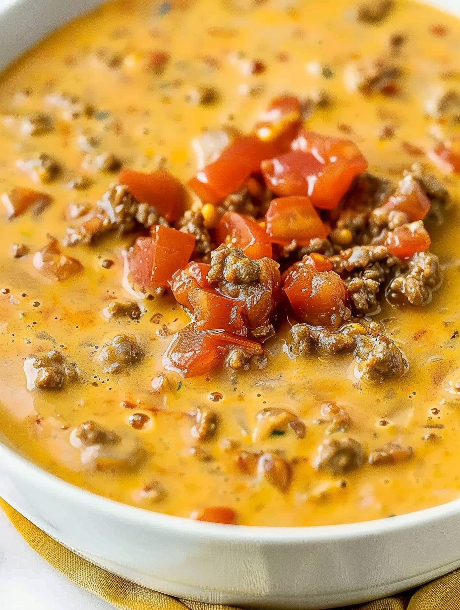 Served Rotel Dip with chips and garnishes