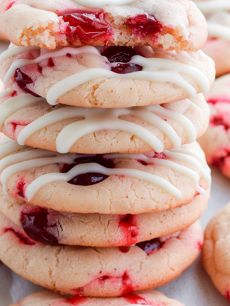 Cherry Almond Cookies on a cooling rack