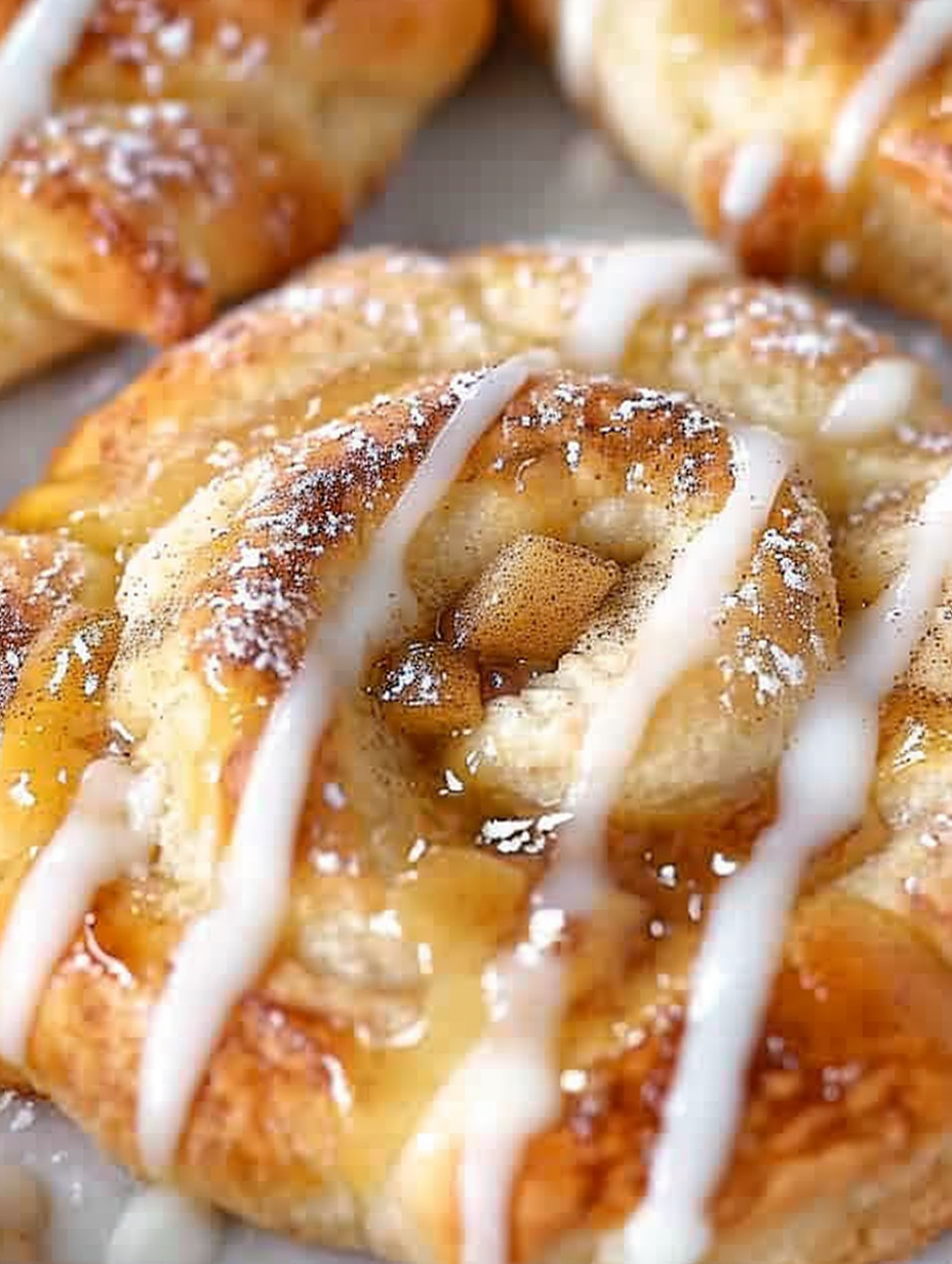 Glazed apple danishes ready to serve