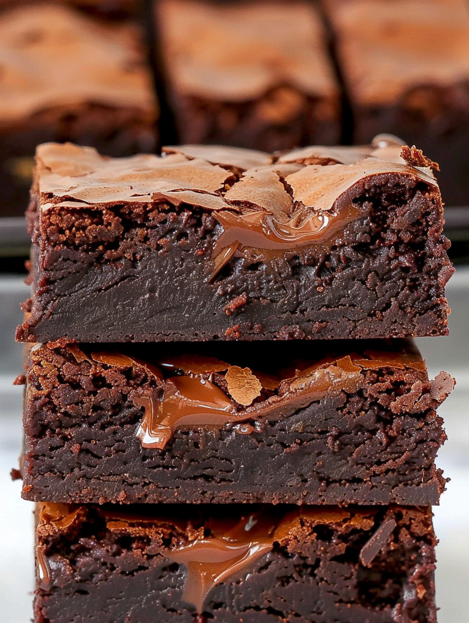 Nutella brownies in an 8x8 pan with swirled tops