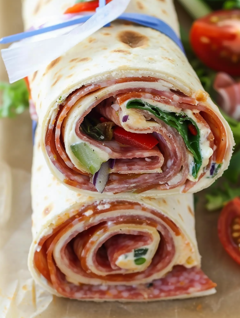 Italian Sub Pinwheels on a platter