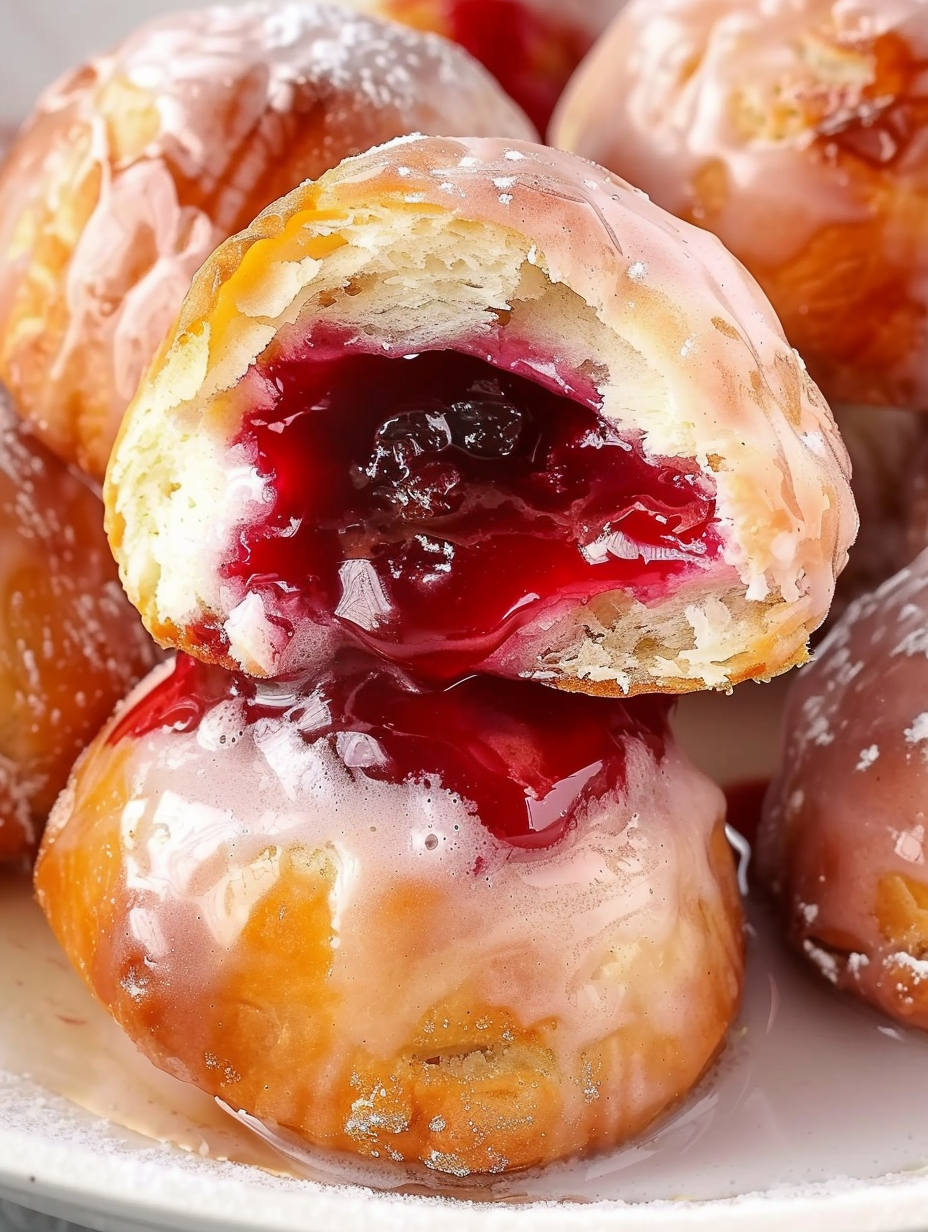 Cherry pie bombs being fried in oil