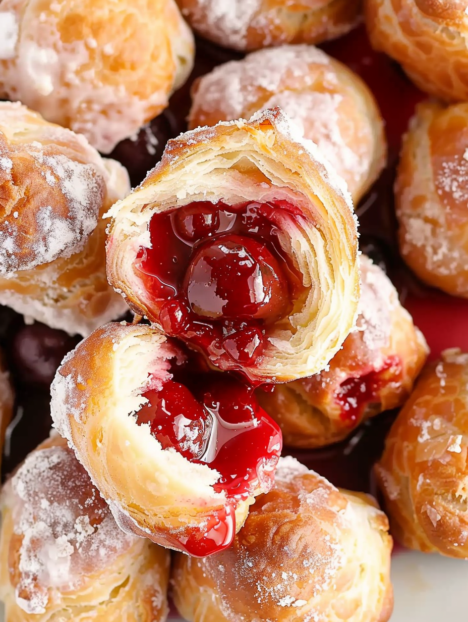 Glazed cherry pie bombs on cooling rack