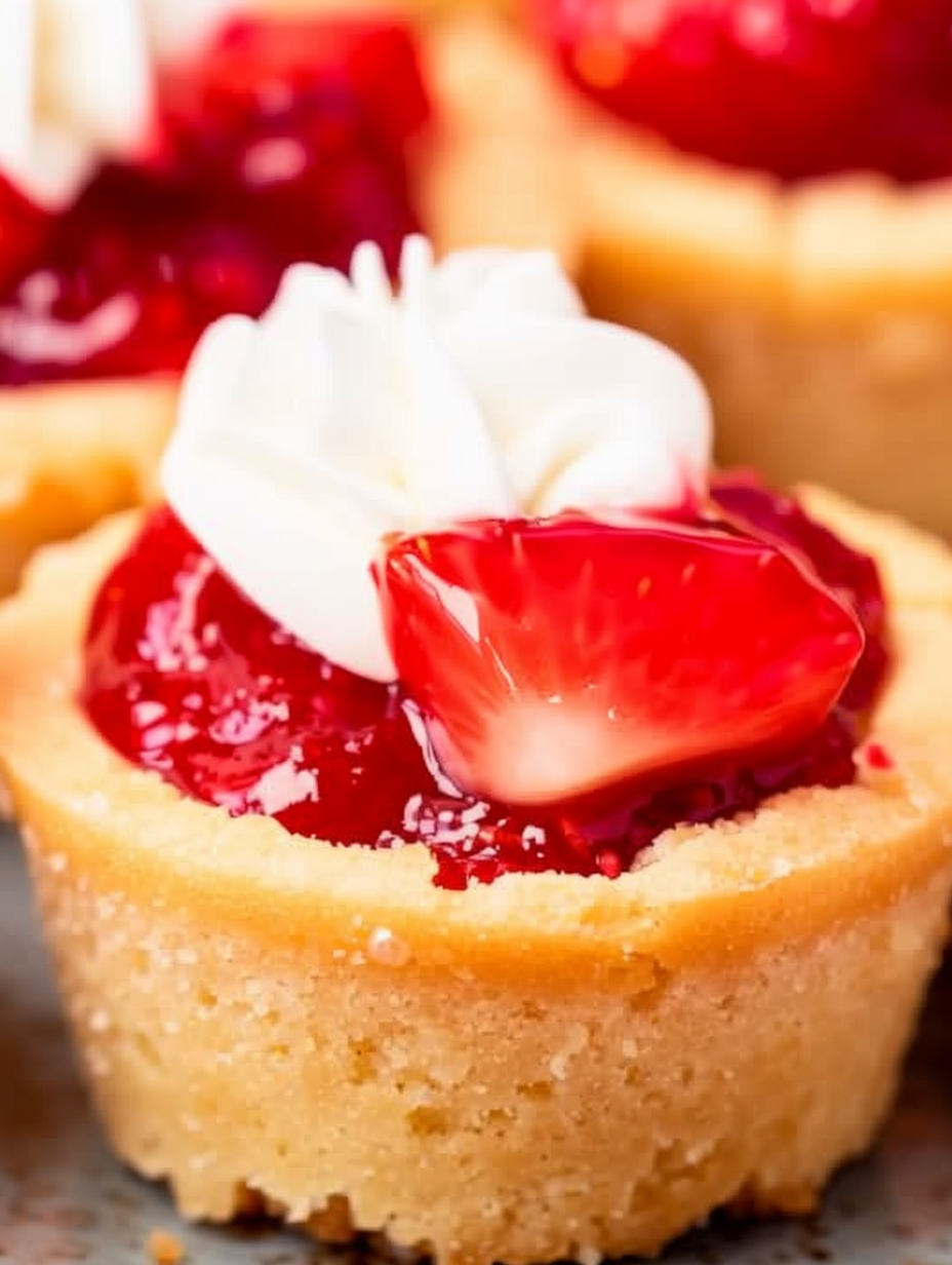 Close up of strawberry filling and diced berries