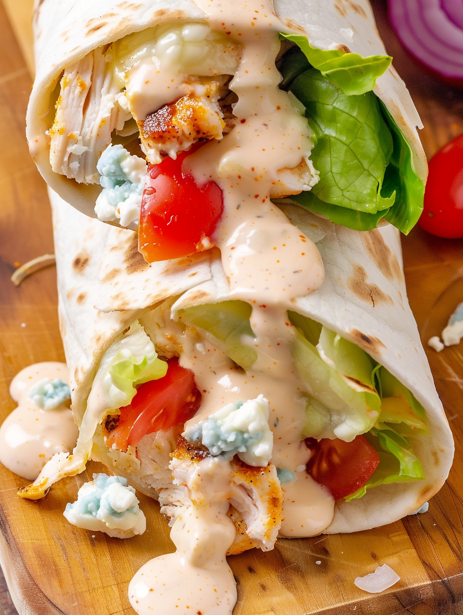 Close up of Buffalo chicken mixture in a bowl