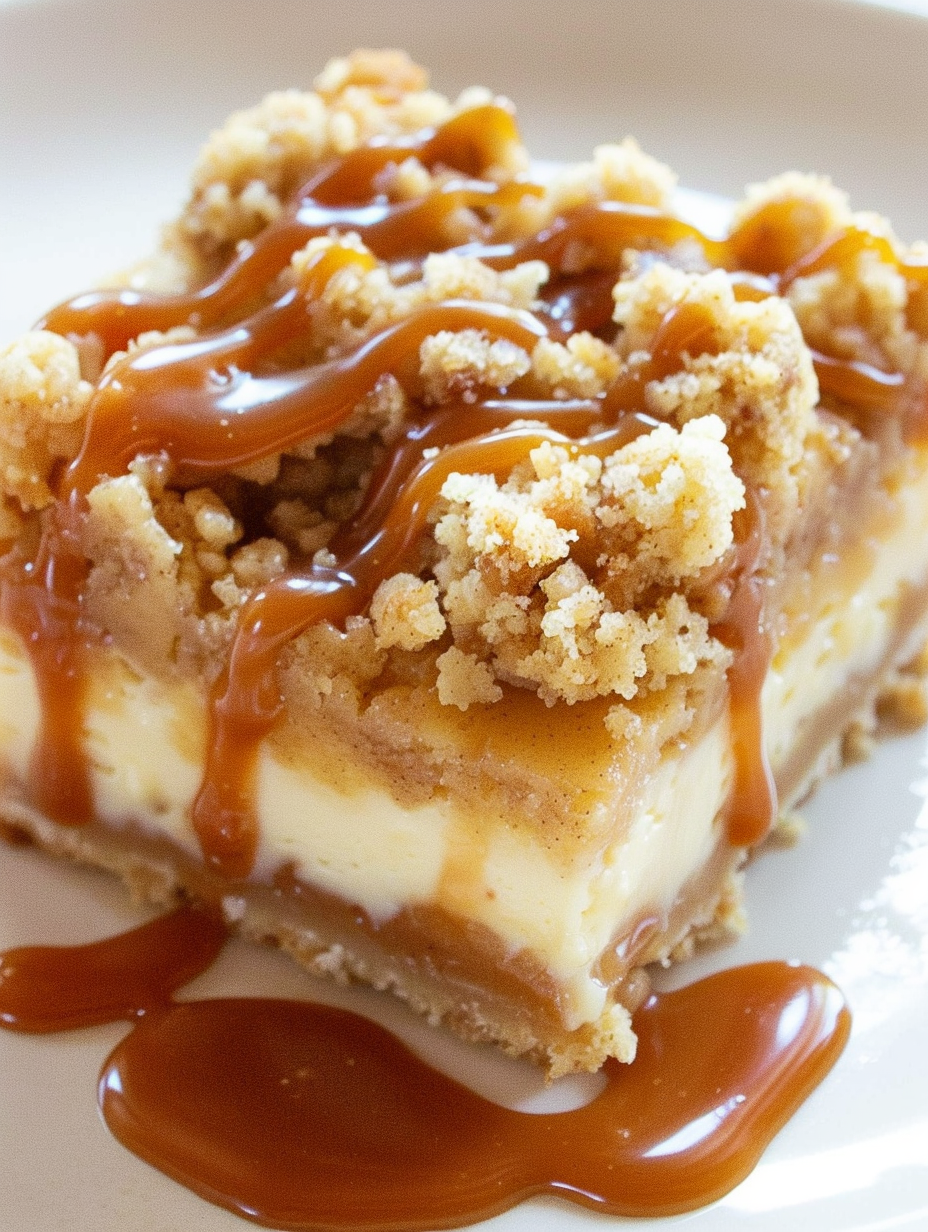 Sliced cheesecake bars on a platter