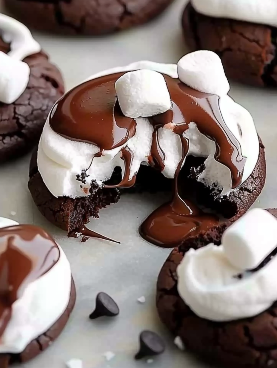 Close-up of chocolate and toasted marshmallow topping