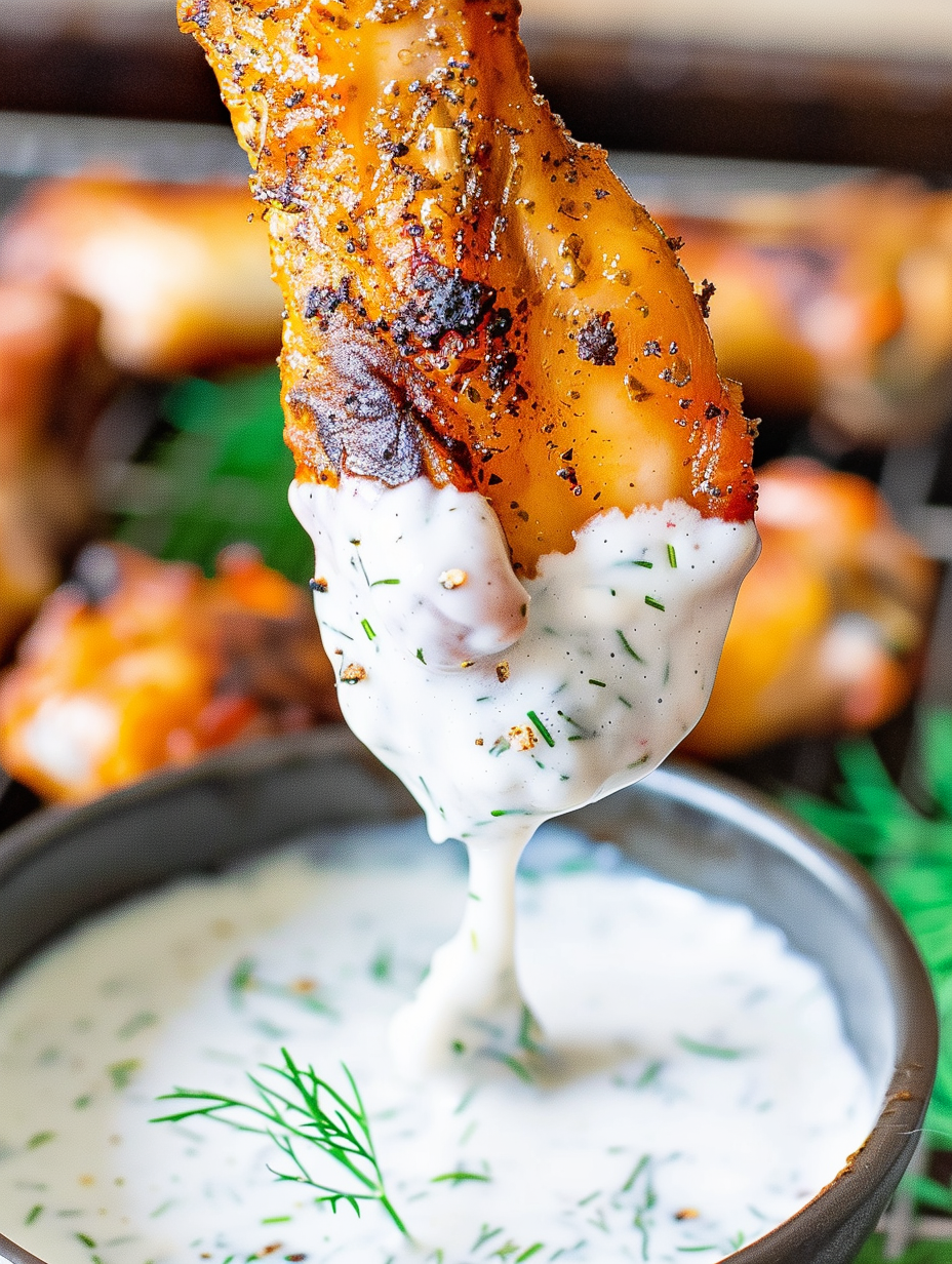 Dill pickle chicken wings on a platter