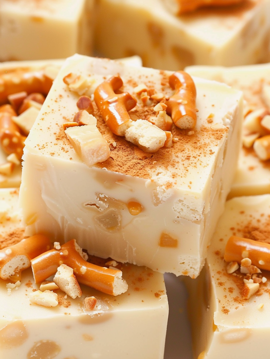 White Chocolate Caramel Fudge in a pan