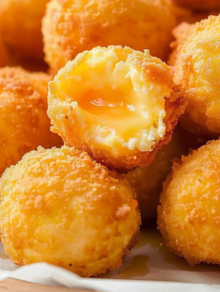 Fried cheese balls in hot oil