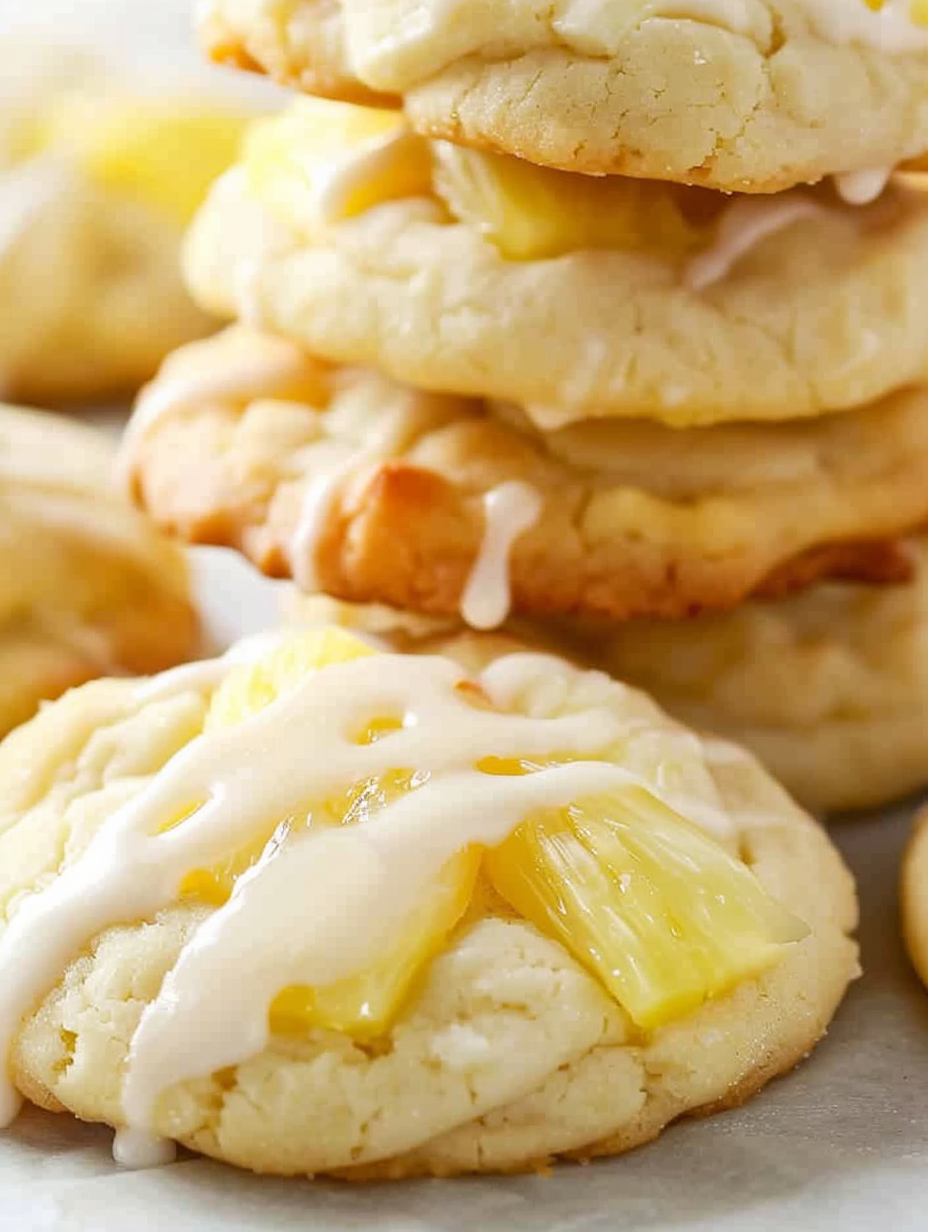 Pineapple cookies on a cooling rack