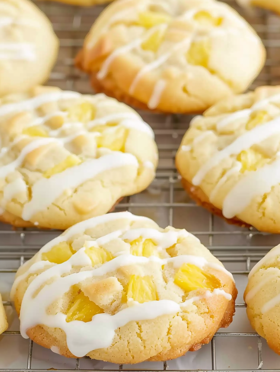 Closeup of glazed pineapple cookie