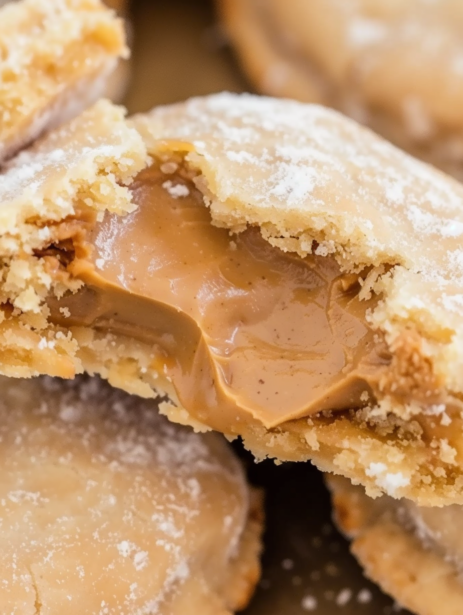 Unbaked peanut butter lava cookies on parchment