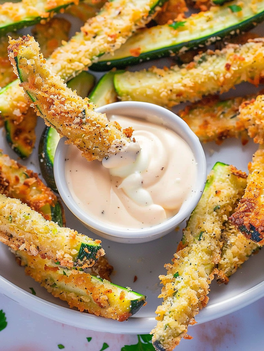 Keto zucchini fries cooling on a wire rack