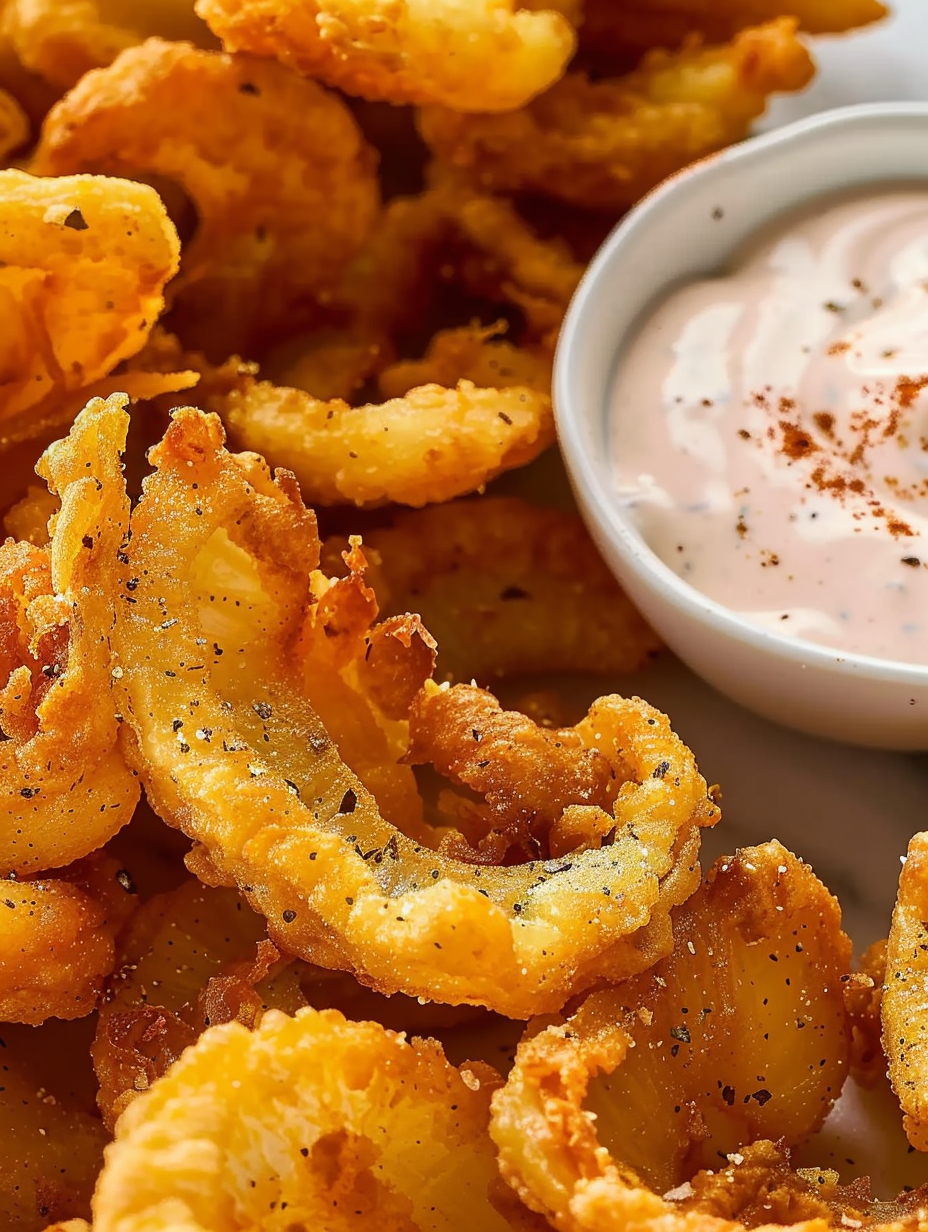 Golden fried onion petals on wire rack