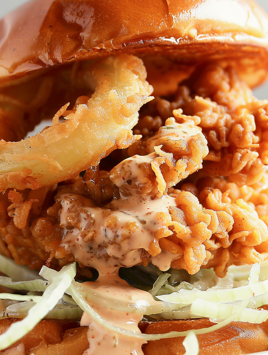 Thin onion strings frying in hot oil and turning golden