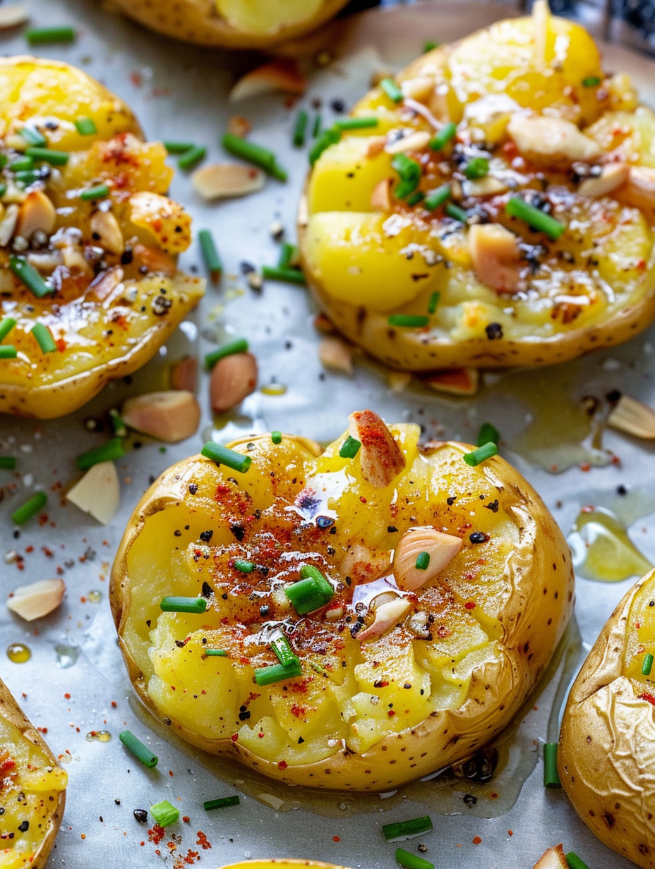 Toasted almonds and chopped chives