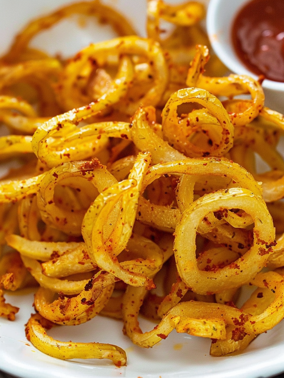 Freshly spiralized curly fries in a bowl