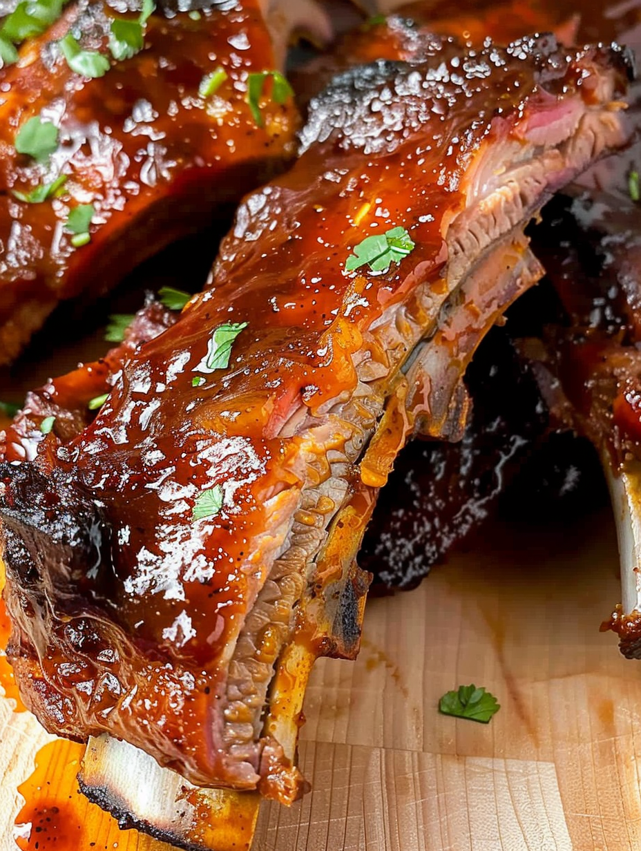 Cooked air fryer country style ribs on a tray