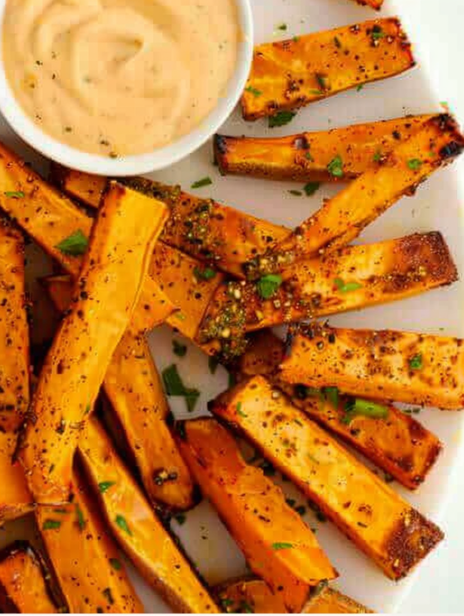 Honey mustard dip in a small bowl beside wedges
