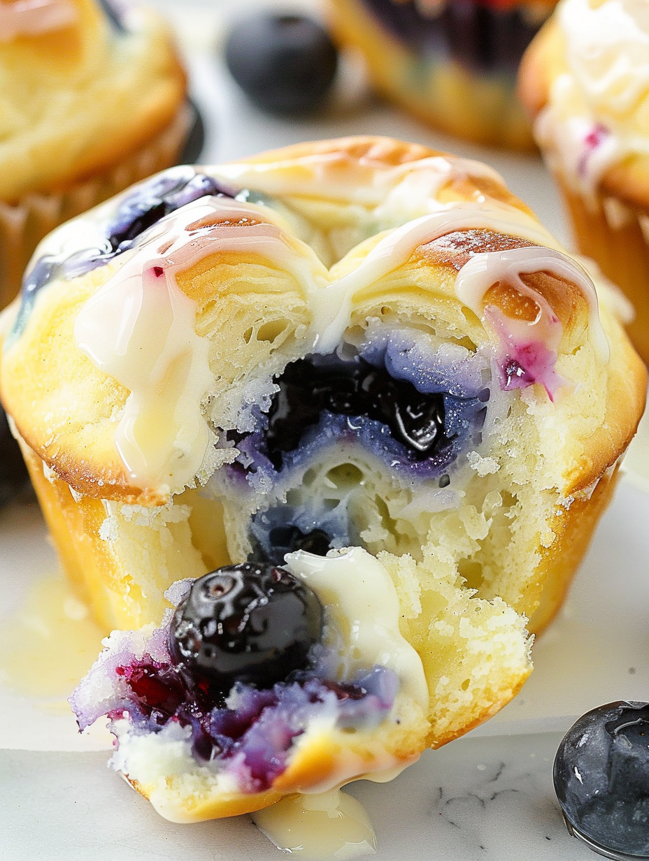 Blueberry crescent roll muffins fresh from the oven