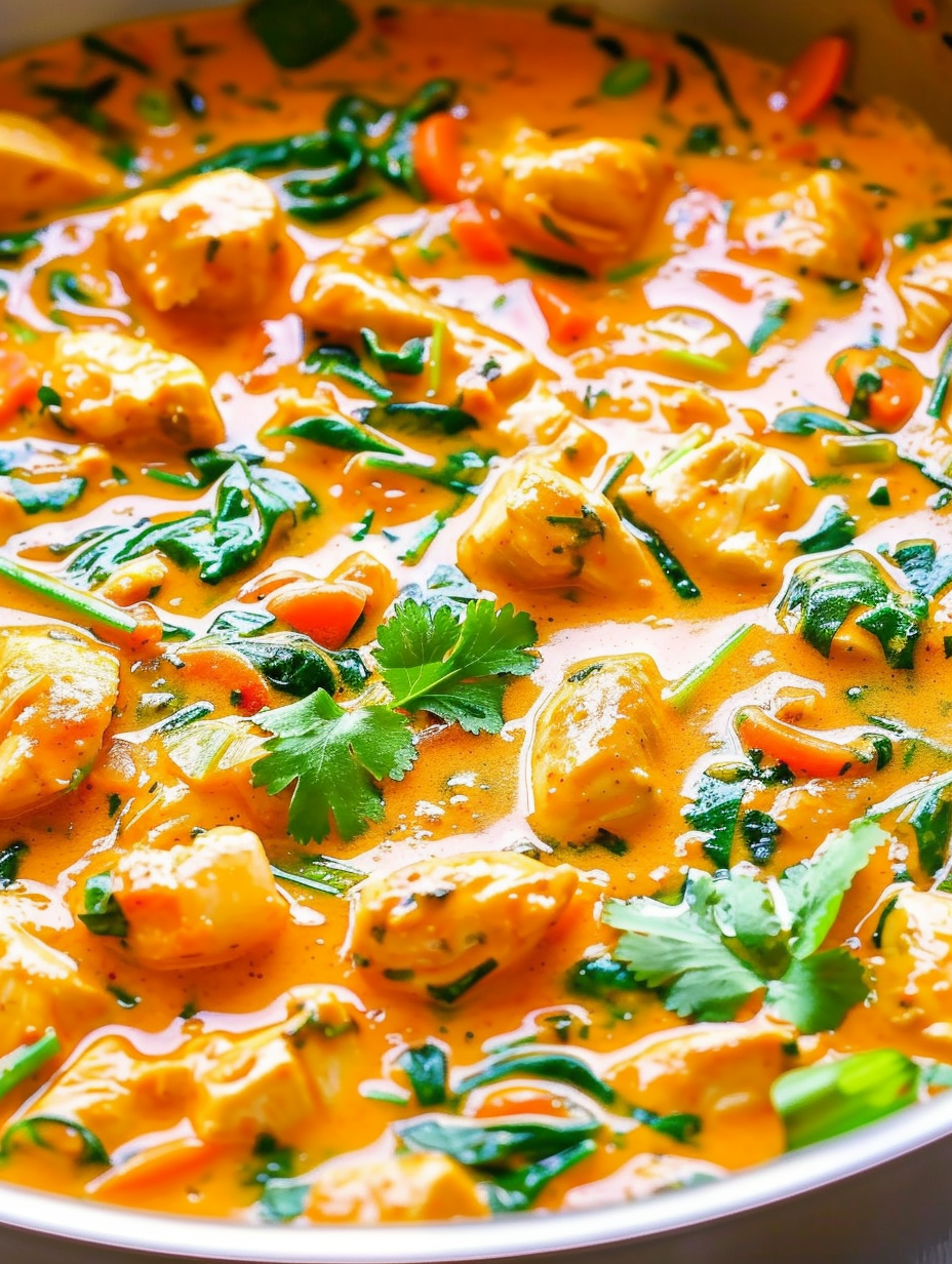 Serving suggestion of Thai chicken coconut curry with rice