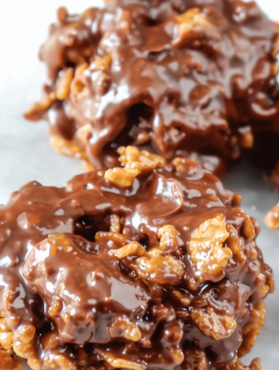 No-bake Nutella cornflake clusters on parchment
