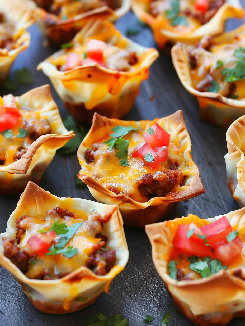 Crunchy taco cups fresh from the oven