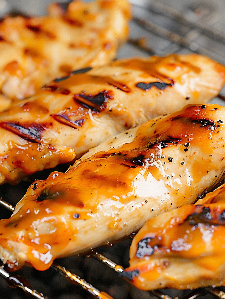Orange Chili Grilled Chicken on a grill