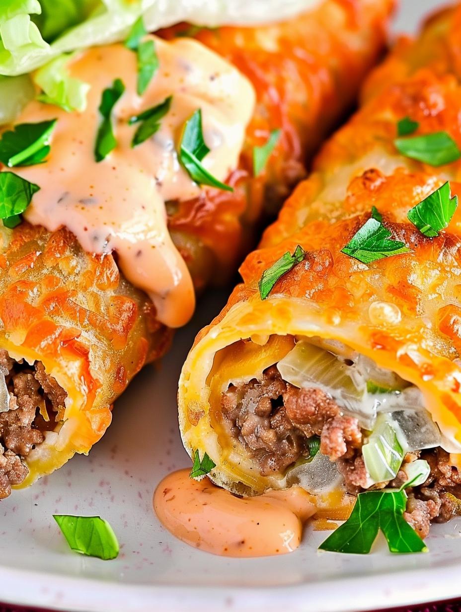 Keto Big Mac Roll-Up on parchment