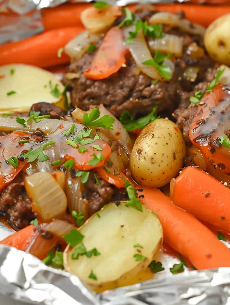 Tray of closed foil packets ready to bake
