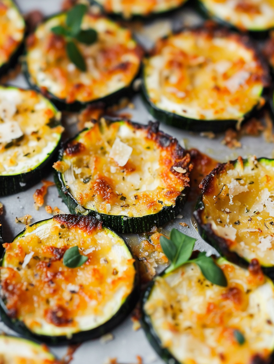 Close up zucchini chips with parmesan