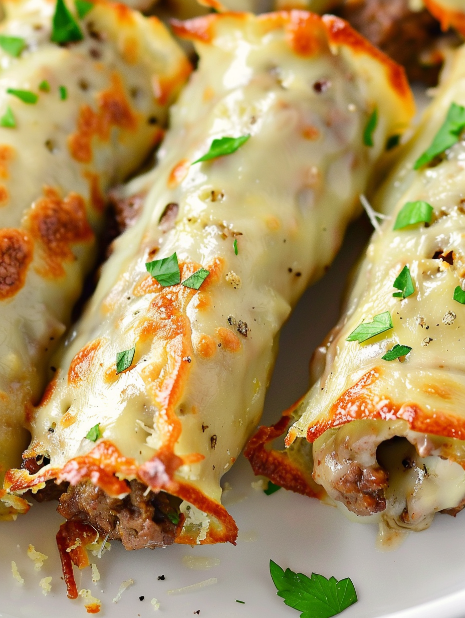Keto Philly Cheesesteak Roll Ups on parchment lined sheet
