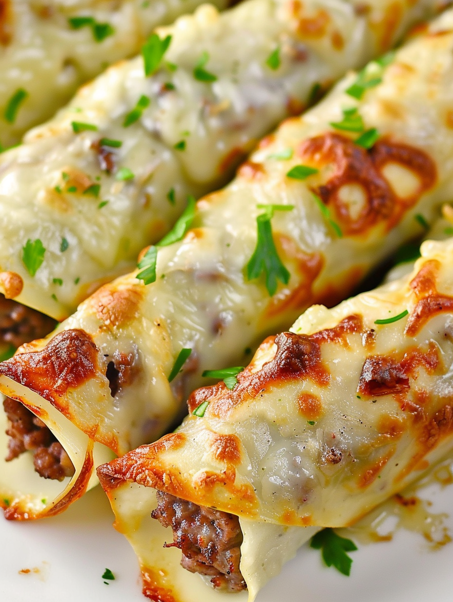 Close up of cheesy roll up with filling