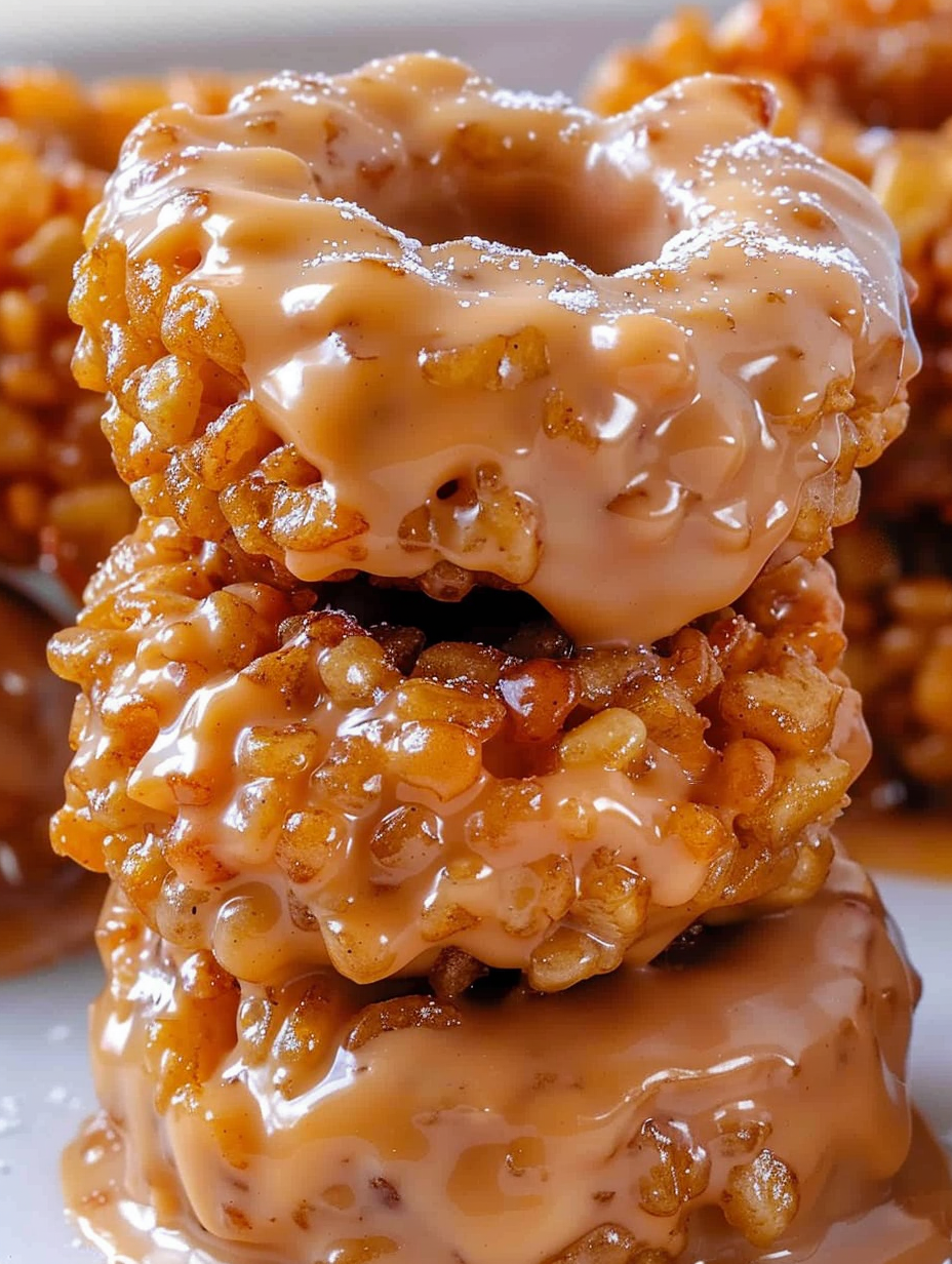Finished Pumpkin Rice Krispie Donuts on plate