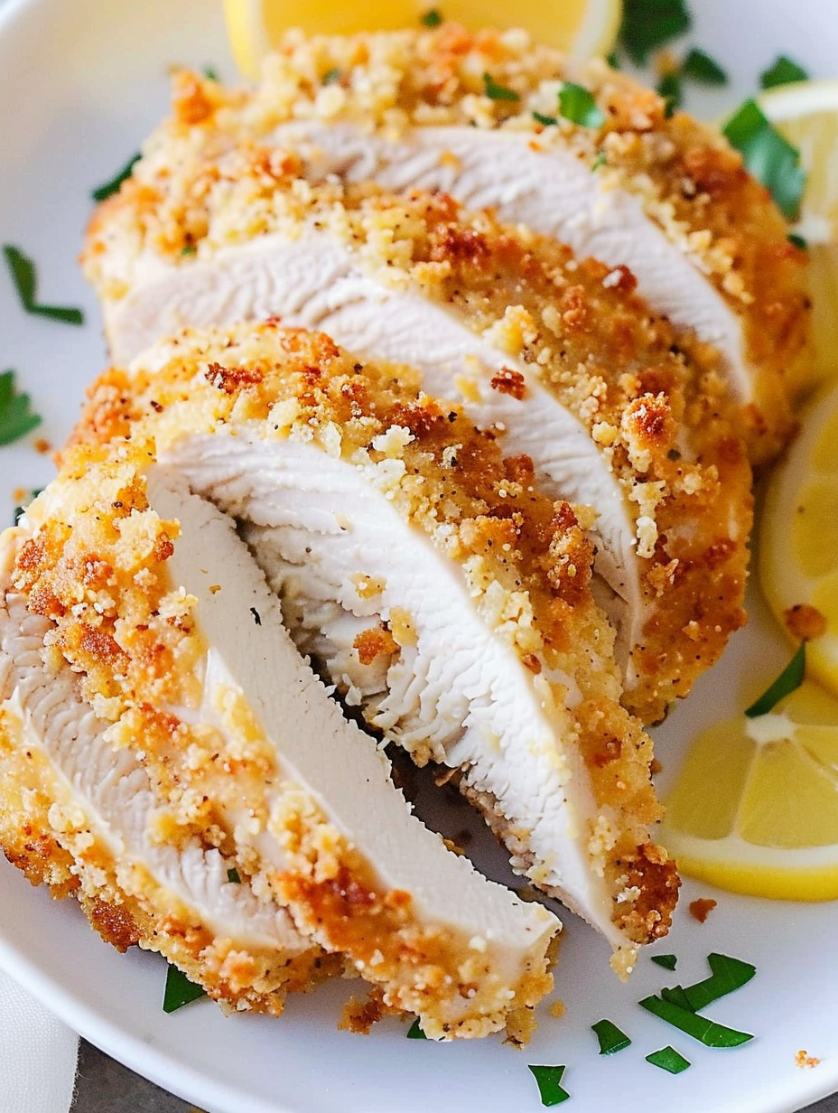 Close-up of crispy parmesan crust