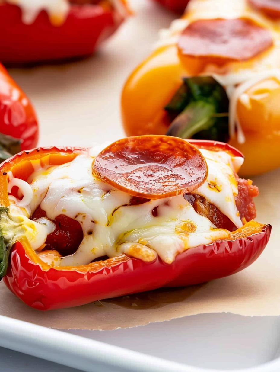 A colorful platter of mini pepper pizzas